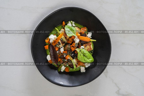 Top view of Beautiful and tasty gourmet food. Стоковое фото, агентство Ingram Publishing / Фотобанк Лори