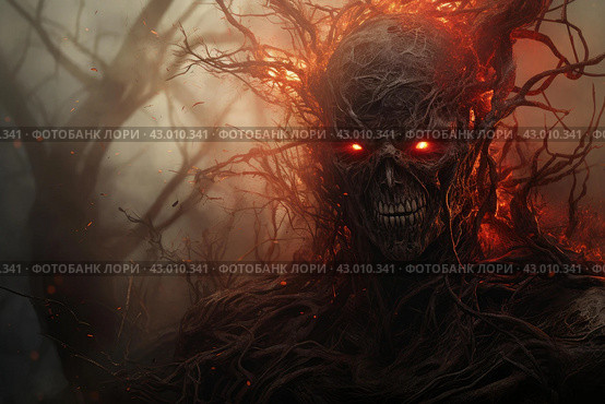 Tormented Souls hell fire twigs. Generate Ai. Стоковое AI-изображение, AI-художник Иван Рябоконь / Фотобанк Лори