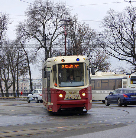 Трамвай ЛМ-68М2 (мод. СПб ГЭТ) №3607, Каменноостровский проспект / улица Куйбышева, Санкт-Петербург (2021 год). Редакционное фото, фотограф Алексей Иванов / Фотобанк Лори