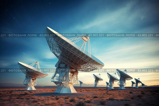 Tranquil Radio telescopes night sky. Generate Ai. Стоковое AI-изображение, AI-художник Иван Рябоконь / Фотобанк Лори