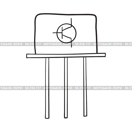Transistor Icon. Hand Drawn Sketch Design. Vector Illustration. Стоковая иллюстрация, агентство Ingram Publishing / Фотобанк Лори
