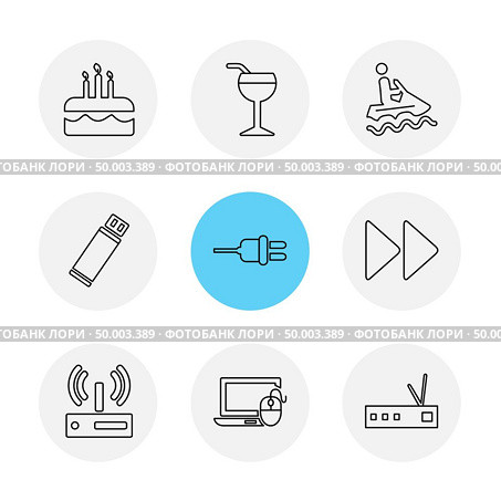 travel , celebration , summer , directions , coffee , toffee , candy , medal , play , internet,  downloading , ic , icon, vector, design,  flat,  collection, style, creative,  icons. Стоковая иллюстрация, агентство Ingram Publishing / Фотобанк Лори