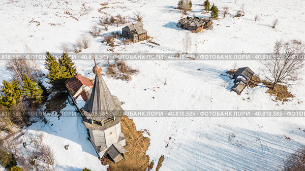 Церковь Николая Чудотворца в деревне Вегоруксы, Карелия. Стоковое фото, фотограф Сергей Цепек / Фотобанк Лори