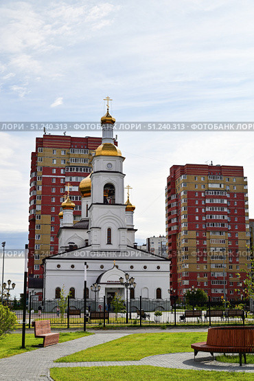 Церковь в честь Вознесения Господня. Проспект Менделеева. Город Тобольск. Тюменская область. Стоковое фото, фотограф Александр Тараканов / Фотобанк Лори