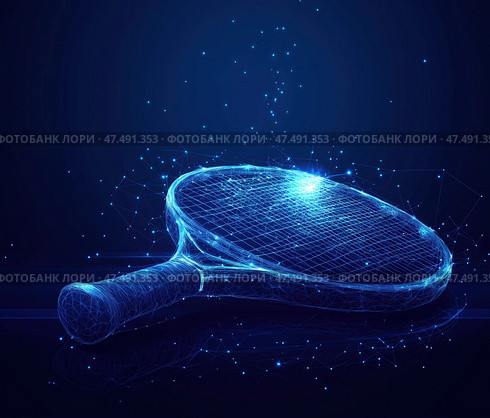 Цифровой Пинг-Понг — световая ракетка. Стоковое AI-изображение, AI-художник Александр Жуков / Фотобанк Лори
