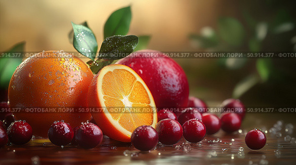 tsweet cranberry and orange ai generated. Стоковое AI-изображение, AI-художник Vectorwin / Фотобанк Лори