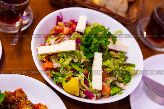 Turkish traditional choban salad. Стоковое фото, фотограф Яков Филимонов / Фотобанк Лори