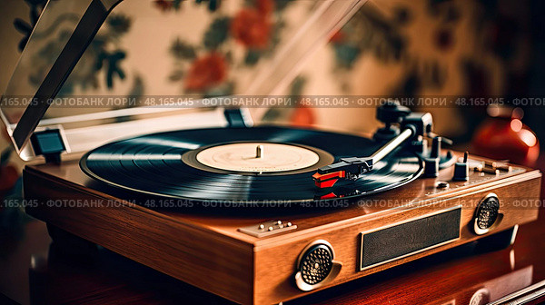 turntable technology old-fashioned ai generated. Стоковое AI-изображение, AI-художник Vectorwin / Фотобанк Лори