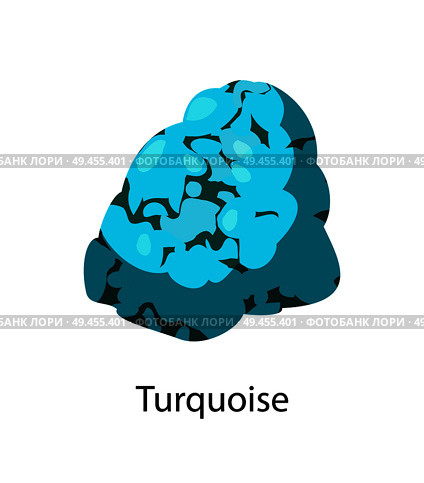Turquoise opaque blue-to-green mineral that hydrated phosphate of copper and aluminium, precious gem stone vector isolated on white, gem rock. Turquoise Opaque Blue-to-Green Mineral Gem Rock. Стоковая иллюстрация, агентство Ingram Publishing / Фотобанк Лори