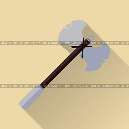 Two blade battle axe isolated. Medieval Weapon. Two blade battle axe isolated. Medieval knife. Weapon symbol icon. War concept. For computer games, mobile appliances. Part of series of game objects in flat design. Vector illustration. Стоковая иллюстрация, агентство Ingram Publishing / Фотобанк Лори