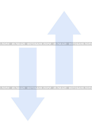 Two blue arrows, one pointing up and the other down, symbolize directional movement. Ideal for navigation, decision-making, charts, progress, and comparison. Minimalist and clean vector.. Blue Up and Down Arrows Indicating Directional Movement. Стоковая иллюстрация, агентство Ingram Publishing / Фотобанк Лори