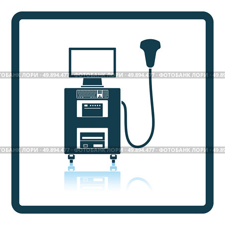 Ultrasound diagnostic machine icon. Shadow reflection design. Vector illustration. Стоковая иллюстрация, агентство Ingram Publishing / Фотобанк Лори