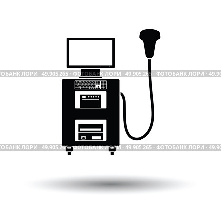 Ultrasound diagnostic machine icon. White background with shadow design. Vector illustration. Стоковая иллюстрация, агентство Ingram Publishing / Фотобанк Лори