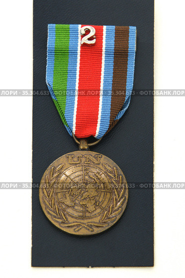 UN Protection Force (Yugoslavia) Medal (UNPROFOR) for 90 days service in Mission (2021 год). Редакционное фото, фотограф Валерия Попова / Фотобанк Лори