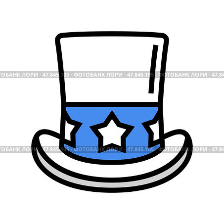 uncle sam hat color icon vector illustration. Стоковая иллюстрация, иллюстратор Vectorwin / Фотобанк Лори