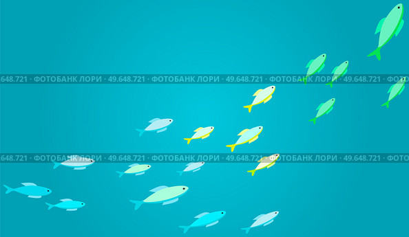 Underwater ocean fauna with exotic fishes. Ocean bottom with marine life reprsentatives. Marine underwater world with school of tropical fish. Seascape, undersea landscape vector illustration. Underwater ocean world with exotic fishes. Ocean bottom with marine life, school of tropical fish. Стоковая иллюстрация, агентство Ingram Publishing / Фотобанк Лори