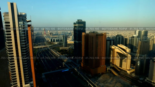 United Arab Emirates - 28 May 2023: panorama aerial view of urban modern district of Dubai city, UAE. Стоковое видео, видеограф Aleksandr Golubev / Фотобанк Лори