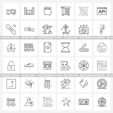 Universal Symbols of 36 Modern Line Icons of home, drawers, city, drawer, oven Vector Illustration. Стоковая иллюстрация, агентство Ingram Publishing / Фотобанк Лори