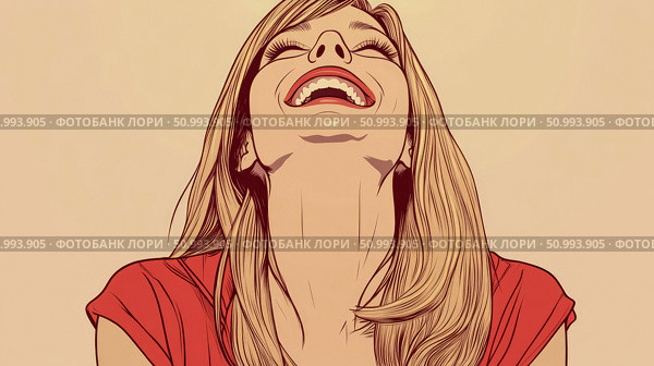 Upward Gaze of a Joyful Woman: A Captivating Illustration. Стоковое AI-изображение, AI-художник Данила Большаков / Фотобанк Лори