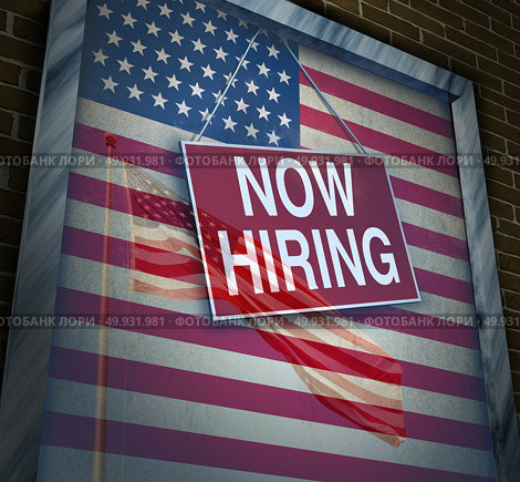 US economy jobs and hiring employees in the United States as an American economic rise and inflation with wage increases and employment demand as a 3D illustration. Стоковое фото, агентство Ingram Publishing / Фотобанк Лори