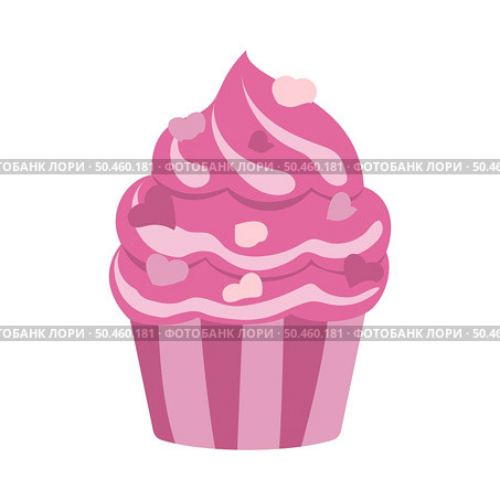 Valentine’s day muffin with hearts. Festive design element for the valentine holidays, events, discounts, and sales. Vector illustration. Стоковая иллюстрация, агентство Ingram Publishing / Фотобанк Лори