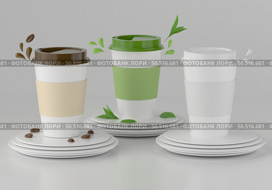 Vector 3d Realistic Disposable Closed Paper, Plastic Coffee Cup for Drinks. Стоковое фото, агентство Ingram Publishing / Фотобанк Лори