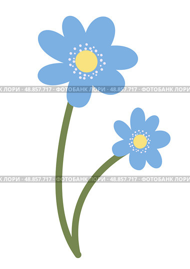 Vector Flat Simple Hepatica Isolated on White Background. Spring Flower Hepatica Bloom Element Flowers. Sticker, Print for Easter Spring Holidays Banners, Posters, Cards, Web. Folk Style. Редакционная иллюстрация, иллюстратор Tosunyan Lusine / Фотобанк Лори