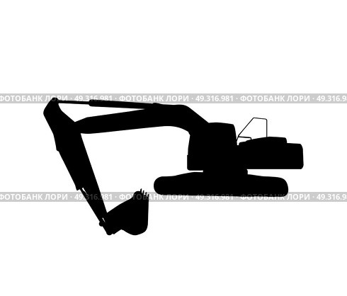 Vector Illustration of Working Excavator. Isolated on White Background.. Working Excavator. Isolated. Стоковая иллюстрация, агентство Ingram Publishing / Фотобанк Лори