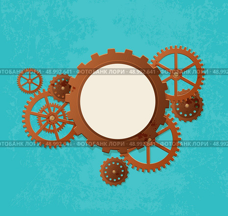 Vector industrial background in the style of steampunk. Стоковая иллюстрация, агентство Ingram Publishing / Фотобанк Лори