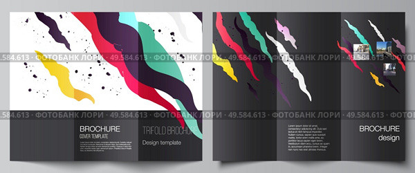 Vector layouts of covers design templates for trifold brochure, flyer layout, magazine, book design, brochure cover, advertising mockups, creative agency, corporate, portfolio, pitch deck, startup.. Vector layouts of covers design templates for trifold brochure, flyer layout, magazine, book design, brochure cover, advertising mockups, agency, corporate, business, portfolio, pitch deck, startup. Стоковая иллюстрация, агентство Ingram Publishing / Фотобанк Лори