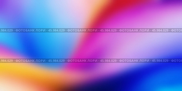 Vector rainbow abstract bright multicolor turbid blurred smooth wavy gradient background. Iridescent curved flowing textured soft wallpaper. Dense heavy grid, color mesh. Blye, red, cyan and orange. Стоковая иллюстрация, иллюстратор GAlexS / Фотобанк Лори