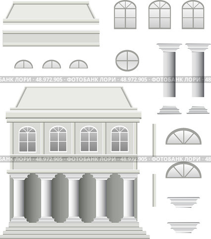 Vector set of antique house on a white background. Стоковая иллюстрация, агентство Ingram Publishing / Фотобанк Лори