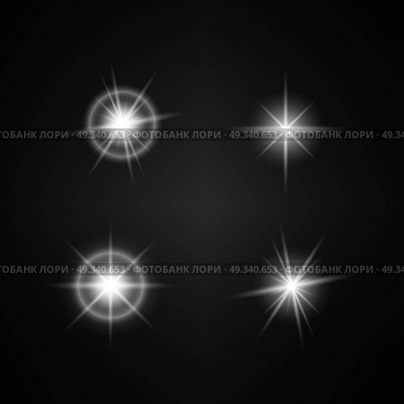 Vector Set of Different White Lights. Different Stars Collection. Star Lights. Стоковая иллюстрация, агентство Ingram Publishing / Фотобанк Лори