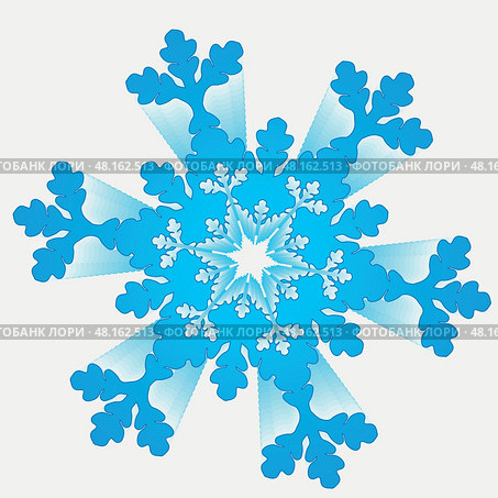 Vector white and blue big hand drawn snowflake on transparent background. Isolated. Christmas and New Year design. Стоковая иллюстрация, иллюстратор Ольга Дроздова / Фотобанк Лори