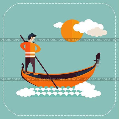 Venice gondola, gondolier icon. Стоковая иллюстрация, агентство Ingram Publishing / Фотобанк Лори