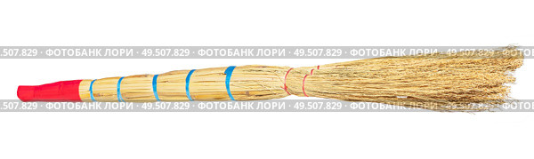 Веник на белом фоне. Natural organic large broom on white background. Стоковое фото, фотограф Татьяна Д / Фотобанк Лори