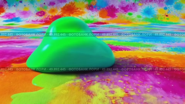 Vibrant abstract blob movement across colorful splattered paint background. Стоковое AI-видео, аниматор Владимир Федоров / Фотобанк Лори