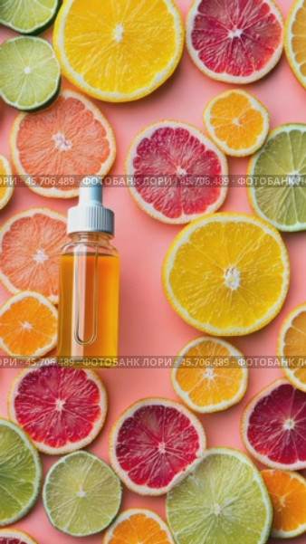 Vibrant citrus oils: dropping essence on sliced fruits for fresh aromas. Стоковое AI-видео, аниматор Sabyna75 / Фотобанк Лори