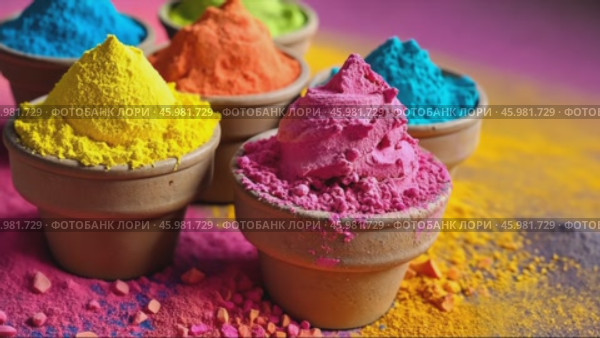 Vibrant Holi Celebrations Featuring Colorful Gulal Powder and Eco-Friendly Festivities in Springtime. Стоковое AI-видео, аниматор Sergey Grishin / Фотобанк Лори