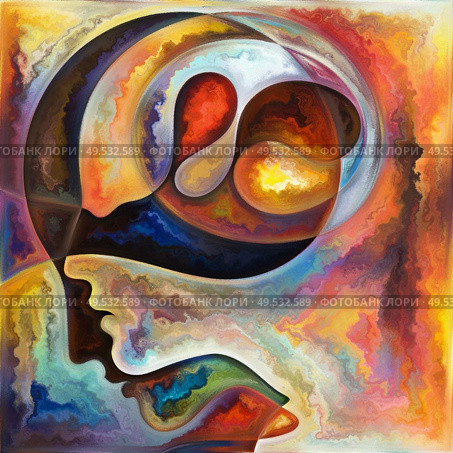 Vibrant Minds. Colors In Us series. Design composed of human silhouettes, art textures and colors interplay as a metaphor for life, drama, poetry and perception. Стоковое фото, агентство Ingram Publishing / Фотобанк Лори