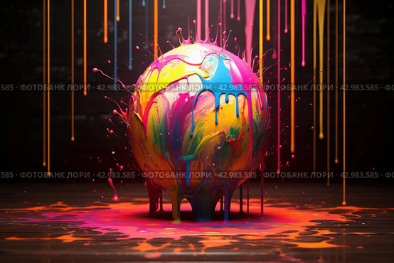 Vibrant Paint glob 3d art. Generate Ai. Стоковое AI-изображение, AI-художник Иван Рябоконь / Фотобанк Лори