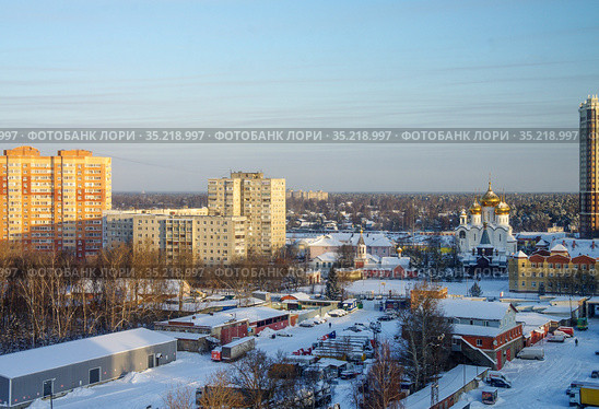 Вид на Жуковский с высоты (2021 год). Редакционное фото, фотограф Natalia Sidorova / Фотобанк Лори