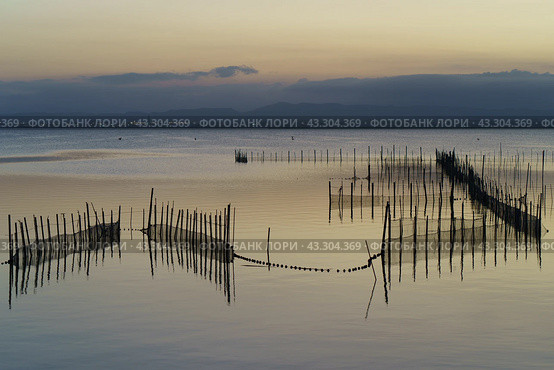 Вид прекрасного озера под Валенсией на закате. Стоковое фото, фотограф YuryKara / Фотобанк Лори