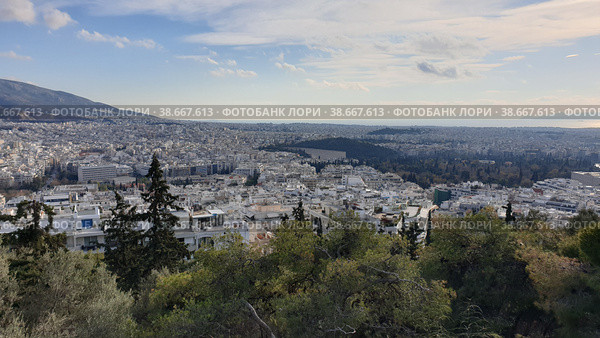 Вид с горы Ликавитос на Афины. Аттика. Греция (2023 год). Редакционное фото, фотограф lana1501 / Фотобанк Лори