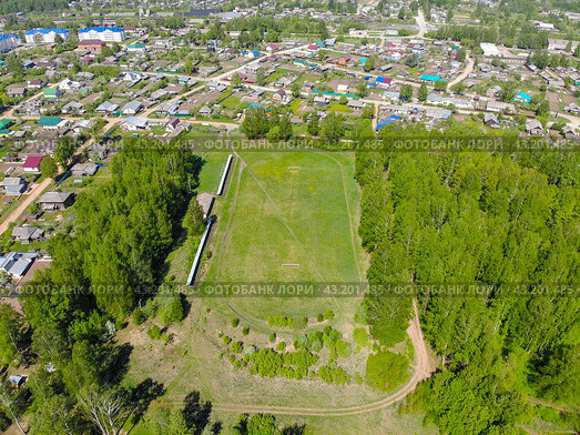 Вид с высоты на стадион в Оричах (аэросъемка 2021 года) Стоковое фото, фотограф Владислав Самошкин / Фотобанк Лори