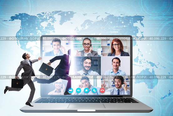 Videoconferencing concept with people in online call. Стоковое фото, фотограф Elnur / Фотобанк Лори