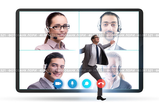 Videoconferencing concept with people in online call. Стоковое фото, фотограф Elnur / Фотобанк Лори