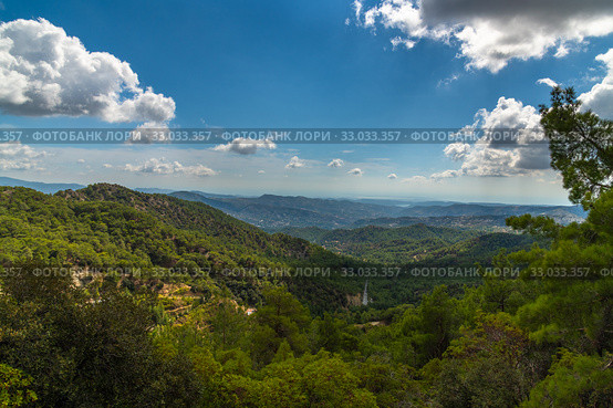 View from Olymbos, the highest peak of the island of Cyprus. (2019 год). Стоковое фото, фотограф Володина Ольга / Фотобанк Лори