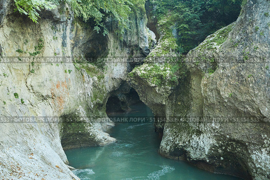 View of the canyon or gorge. Unique natural places. A large mountain river sandwiched between rocks. Natural landscape. Стоковое фото, фотограф Наталия Кирсанова / Фотобанк Лори