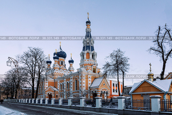 View of the Fraternal Church of St. Nicholas in the city of Brest in winter. Republic of Belarus (2014 год). Стоковое фото, фотограф Наталья Волкова / Фотобанк Лори